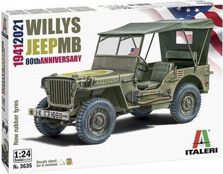 Italeri - Willys Jeep Bil Byggesæt - 1:24 - 3635