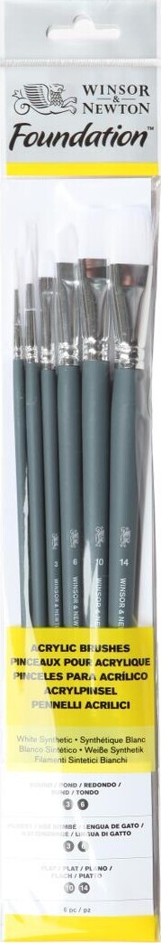 Penselsæt - Foundation - Winsor & Newton - 6 Stk