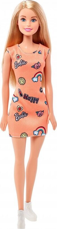 Barbie Basis Dukke - Orange Kjole - Mattel