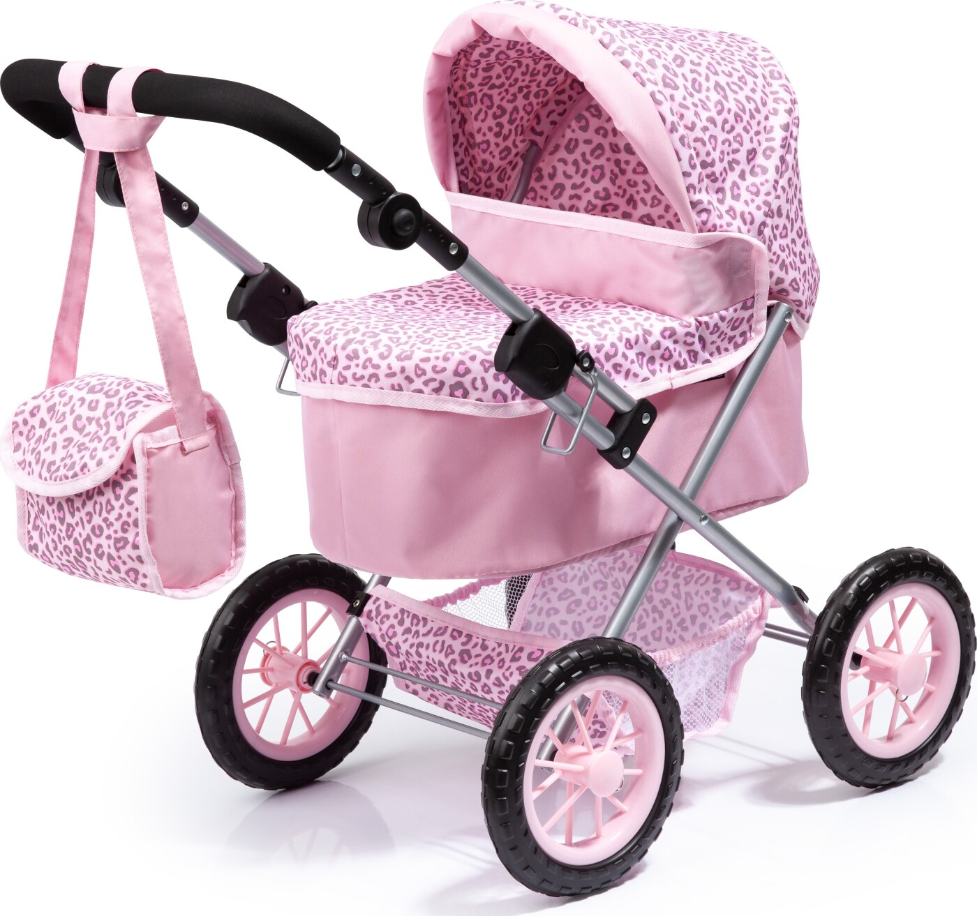 Bayer - Dukkevogn Med Kaleche Indkøbskurv - Trendy - Pink