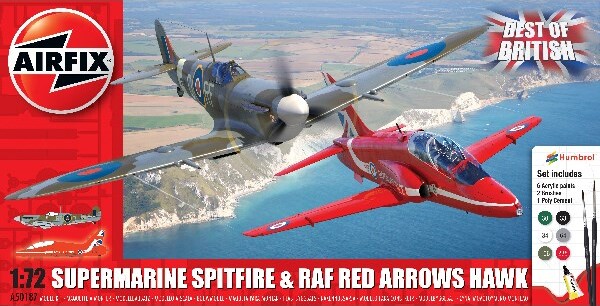 Airfix - Supermarine Spitfire + Red Arrows Hawk Fly Byggesæt - 1:72 - A50187