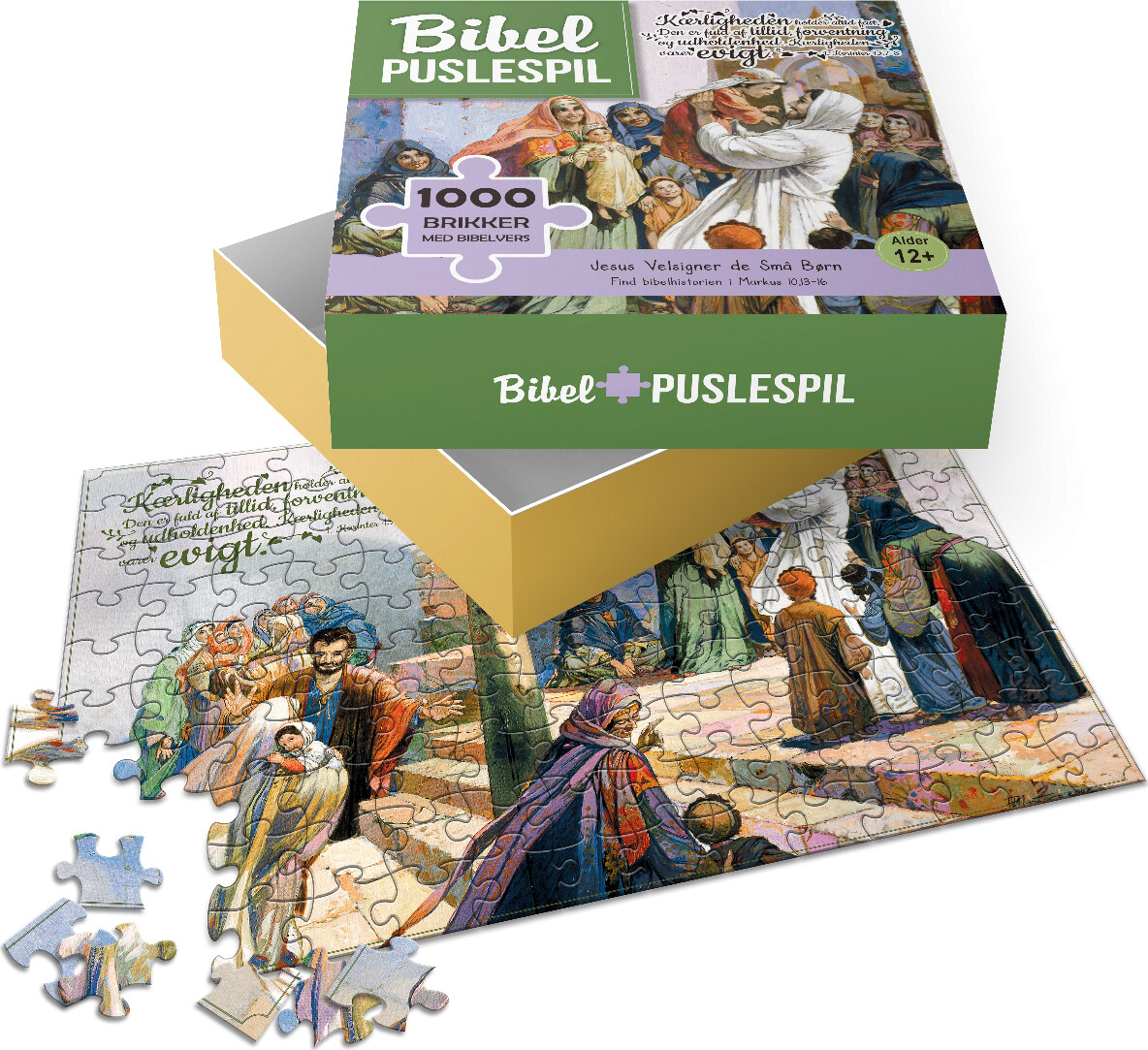 Bibel Puslespil Med Bibelvers - Jesus Velsigner De Små Børn - 1000 Brikker - Scandinavia