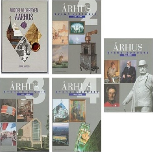 århus - Byens Historie - Bind 2-5 + Middelalderbyen århus - Bog - Aarhus Byhistoriske Fond