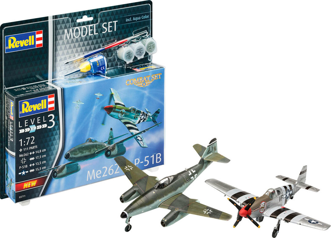 Revell - Messerschmitt Me 262 + P-51b Mustang Fly Byggesæt - 1:72 - Level 3 - 03711