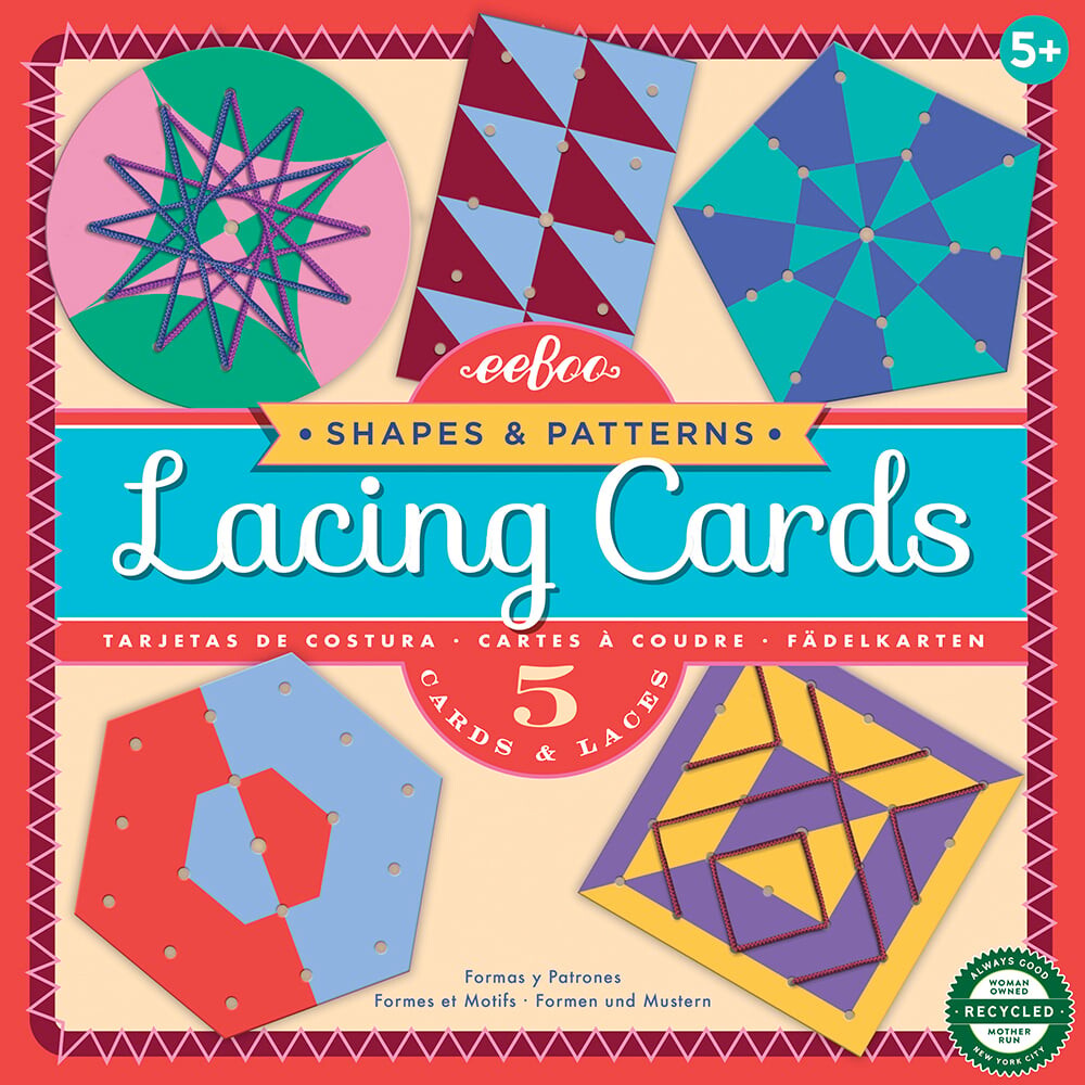 Eeboo - Lacing Cards - Snørekort Med Farver Og Mønstre