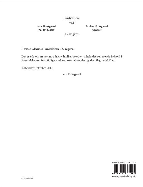 Færdselslære 15. Udgave - Jens Kaasgaard - Bog - Gyldendal