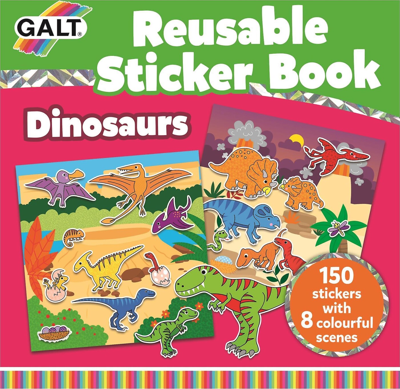 Dinosaur Klistermærkebog - Genanvendelig - Galt - Bog