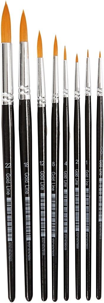 Gold Line Pensler - Runde - 8 Stk. - Nr. 0-22 - B: 1,5-8 Mm. - Creativ Company