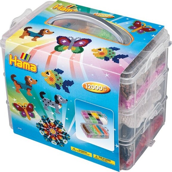 Hama Perler I Stor Opbevaringsboks - 12.000 Stk + 3 Stiftplader