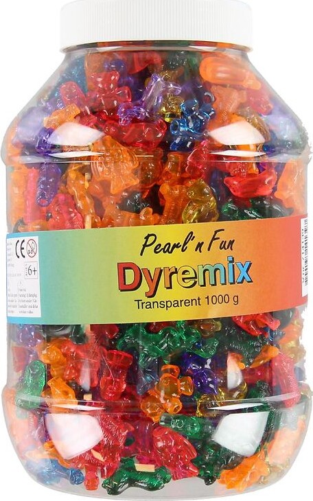 Pearl 'n Fun Perler - Dyr - Transparent - 25 Mm - 1000 G I Bøtte - Pearl N Fun