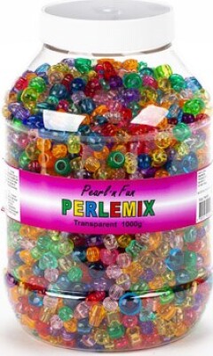 Pearl 'n Fun Perler - Transparent Mix I Bøtte - 1000 G - Pearl N Fun