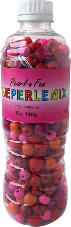 Pearl 'n Fun Perler - Træperlemix - Pink, Rød Og Orange 190 G - Pearl N Fun