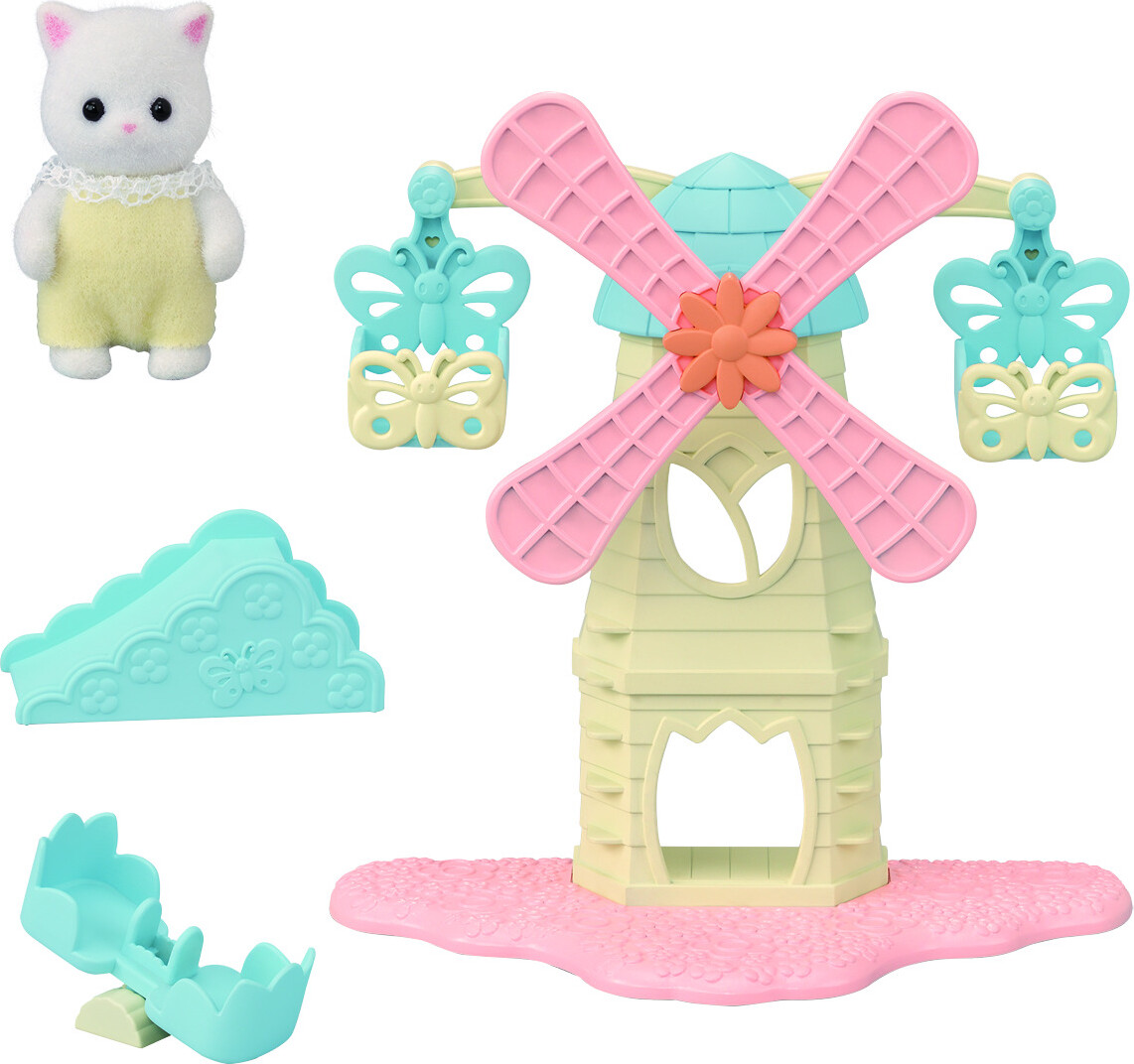 Sylvanian Families - Vindmølle Park Med Baby Kat Figur - 5526